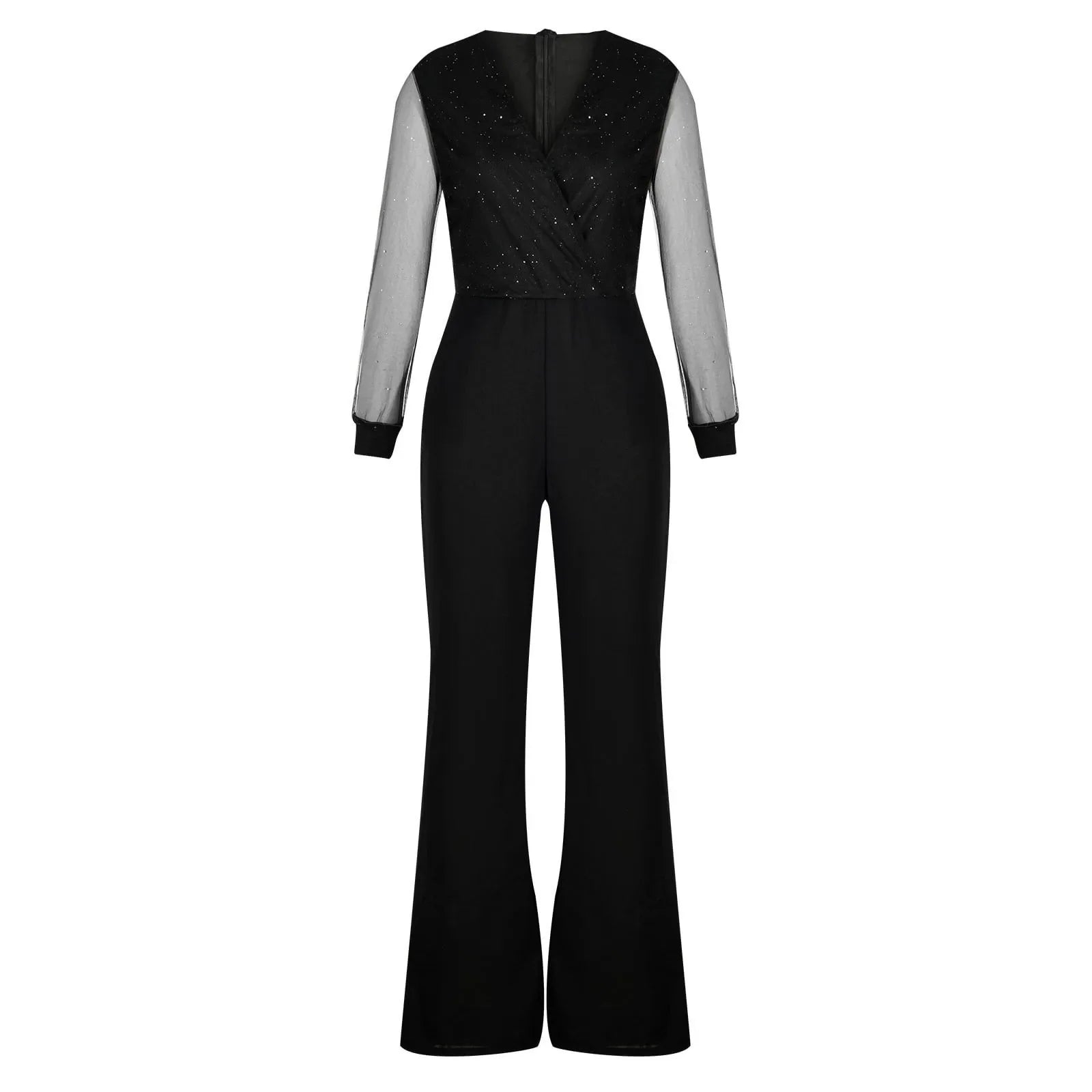 Eleganter Damen-Jumpsuit mit weitem Bein und Spitzenoberteil